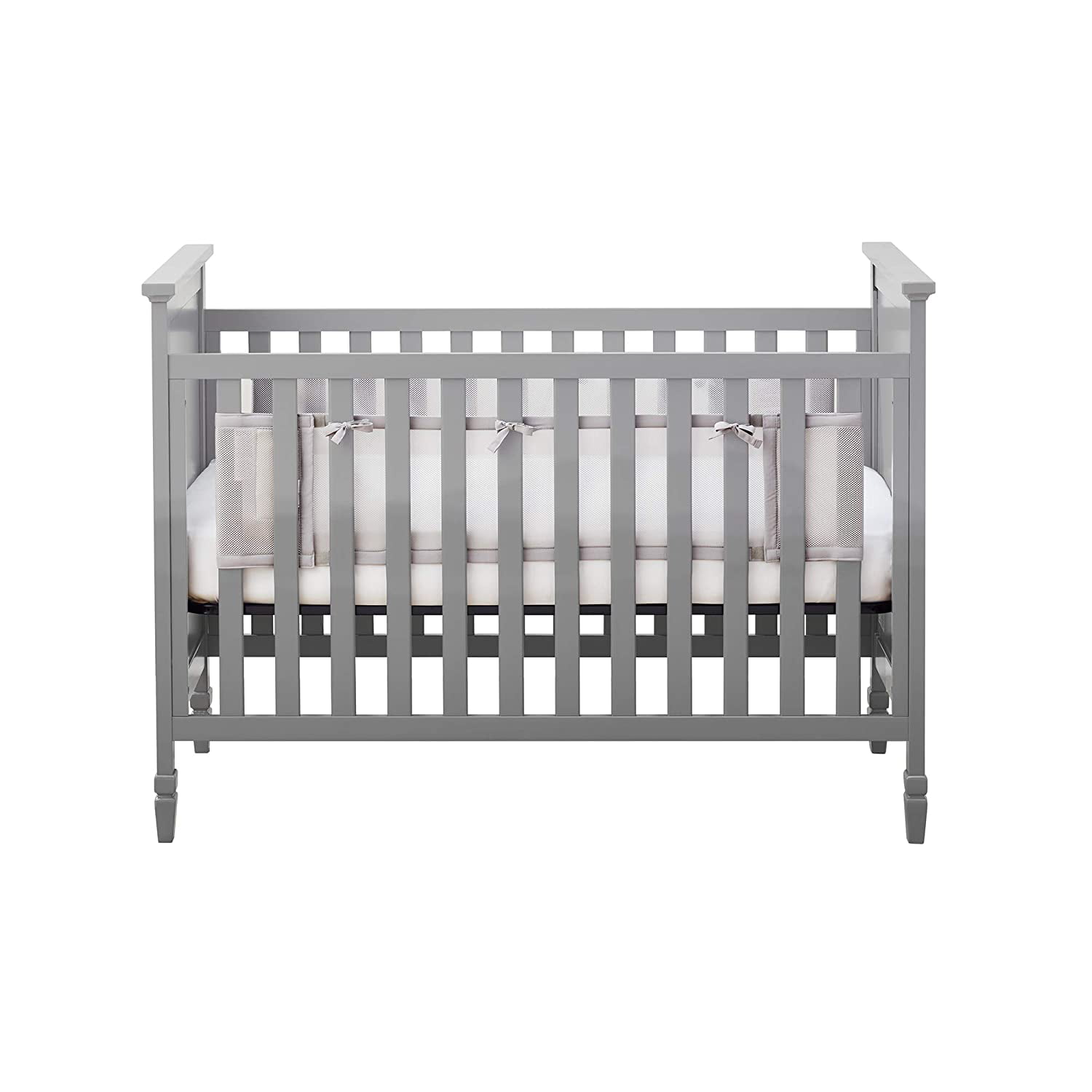 Grey Baby Crib Bumper，Classic Breathable Crib Liner,2 Pieces/Set 