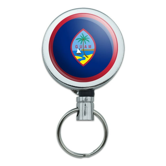 Guam National Country Flag Retractable Belt Clip Badge Key Holder