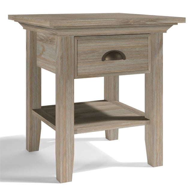 Simpli Home Redmond Wood 19" Square Transitional End Table in Gray