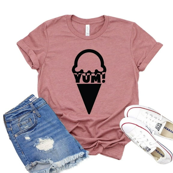 Yum T-shirt Foodie Tee Ice Cream Shirt Women's Workout Tshirt Summer Shirts Vacation Top Party Gift