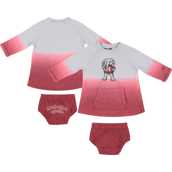 Newborn & Infant Colosseum Gray/Crimson Alabama Crimson Tide Hand in Hand Ombre Dress & Bloomers Set