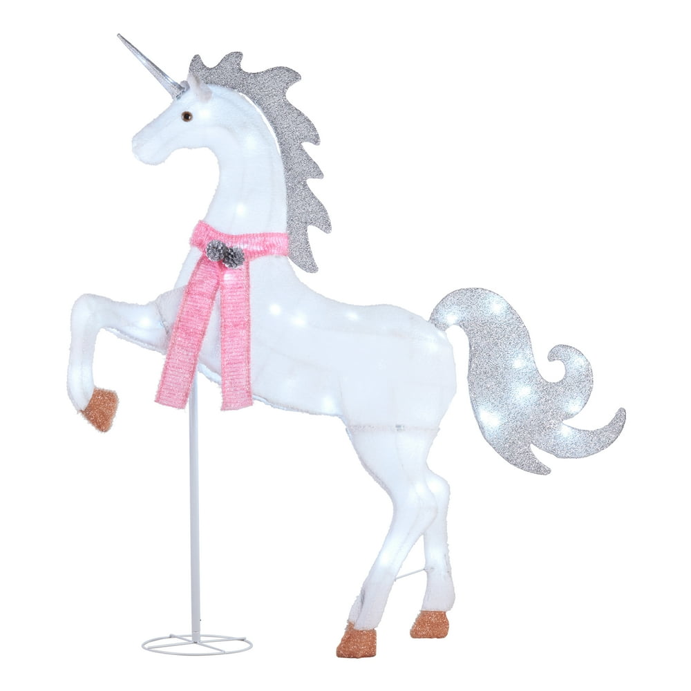 Holiday Time Lightup Twinkling LED Chenille Unicorn Decoration, 52