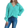 thumbnail image 1 of Cárdigans de Invierno para Mujer, Estilo Cárdigan, con Botones, Abrigos Informales, Oversize, Tejido Grueso de Punto , Larga, Prendas Exteriores Cian S, 1 of 9