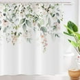 thumbnail image 3 of Spring Eucalyptus Shower Curtain, Sage Green Leaves Botanical Plants with Pink Flowers on The Top Fabric Bathroom Curtain Home Decor Waterproof Washable 12 Hooks 84.00'''' x 72.00'''' (GCI-10196), 3 of 6