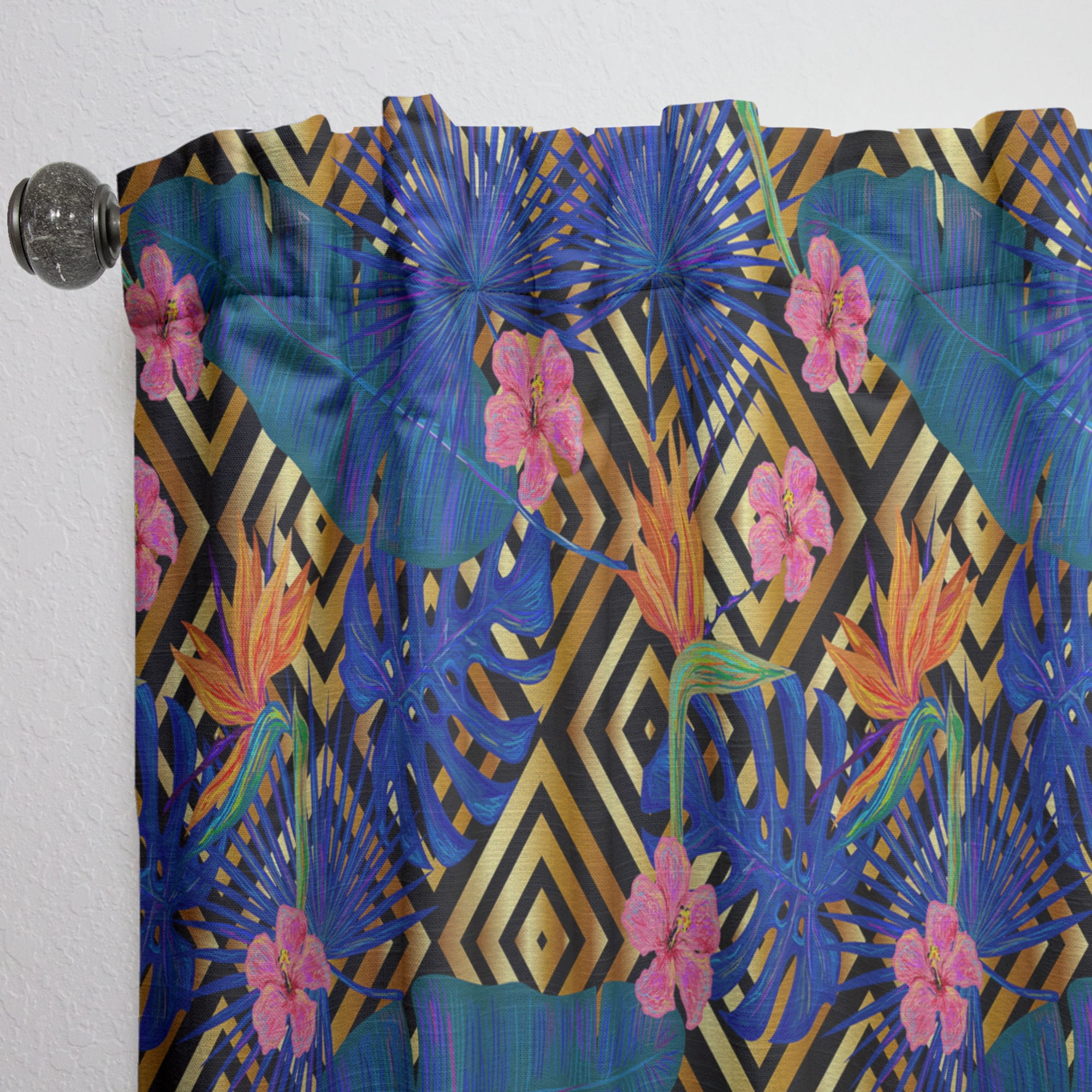 Designart 'Abstract Retro Design Pattern IV' Mid-Century Modern Curtain Panel