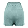 thumbnail image 3 of Comdrip Linen Drawstring Pants Women, Women's Fashion Casual High Waist Pants Straight Leg Sports Casual Loose Shorts Summer Shorts for Women Mint Green M, 3 of 9