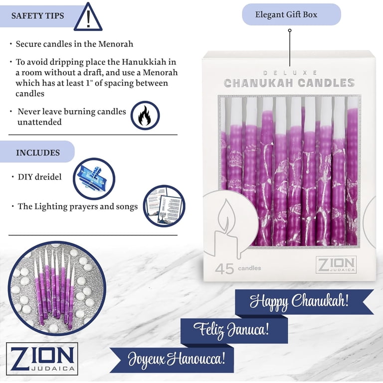 Zion Judaica Purple Hanukkah Candles, 45-Count photo 4