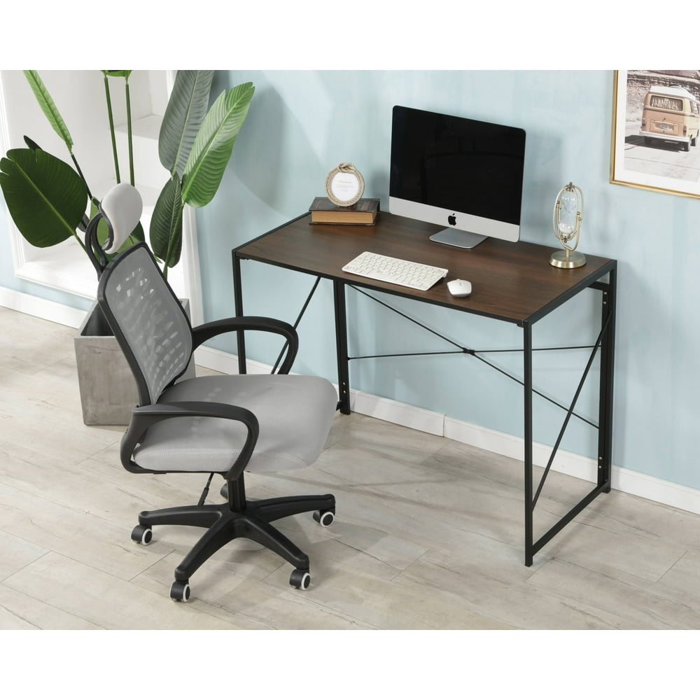 Small Computer Desk, 39" Sturdy and Heavy Duty Folding Writing Desk for