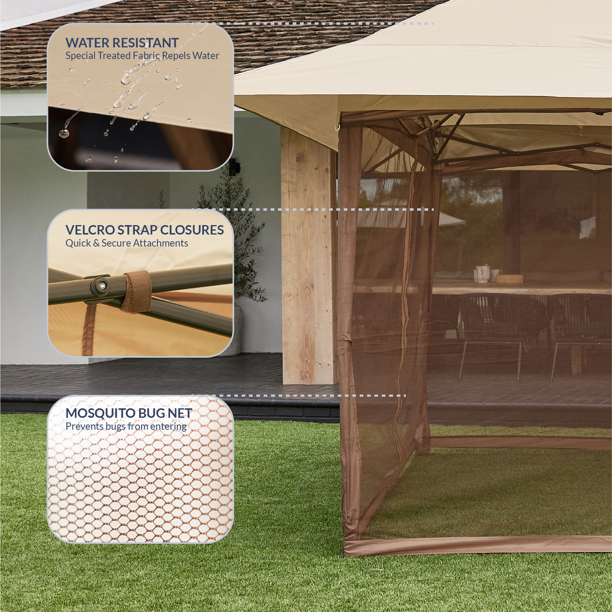 BELLEZE 13x13Ft Gazebo, Pop Up Gazebo Double Roof Outdoor Canopy