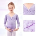 thumbnail image 2 of ZACPNCV Girls Long Sleeve Ballet Leotards Velvet One Piece Gymnatics Dance Kids Stretch Gymnastics Bodysuit Ballet Outfits Purple 8-9 Years, 2 of 7