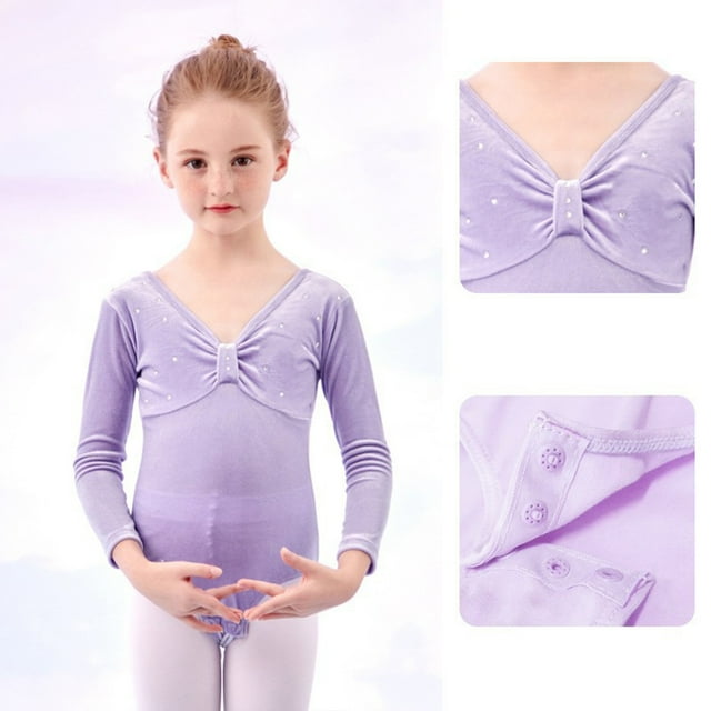 Toddler Kids Children Dance Clothes Long Sleeves Training Clothes Performance Jumpsuit