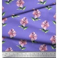 thumbnail image 3 of Soimoi Purple Poly Georgette Fabric Dot & Floral Printed Fabric 1 Yard 52 Inch Wide, 3 of 3