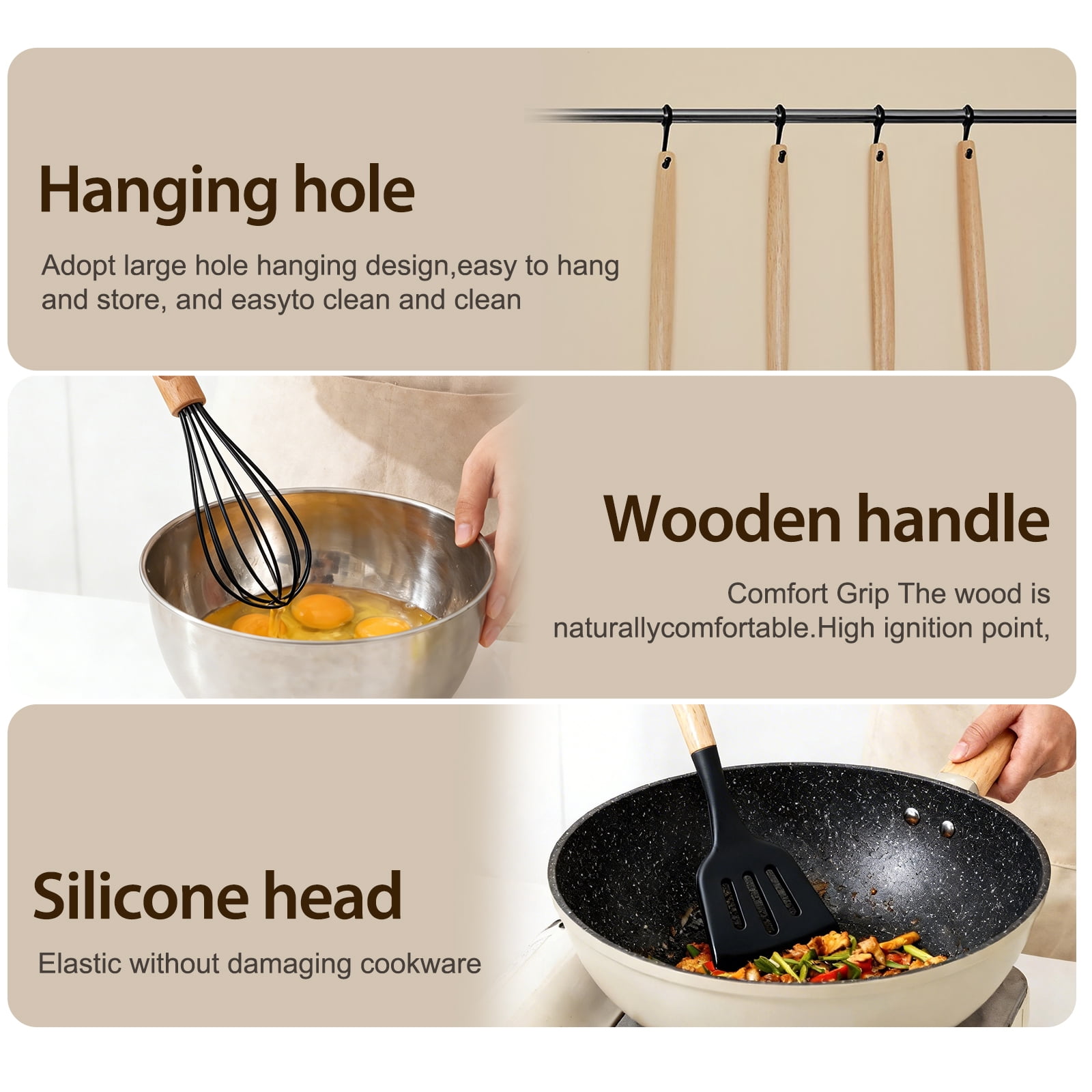 Silicone Cooking Utensils Set, Heat Resistant Kitchen Tools, 36 PCS Non-Stick Silicone Cooking Kitchen Utensils, Black