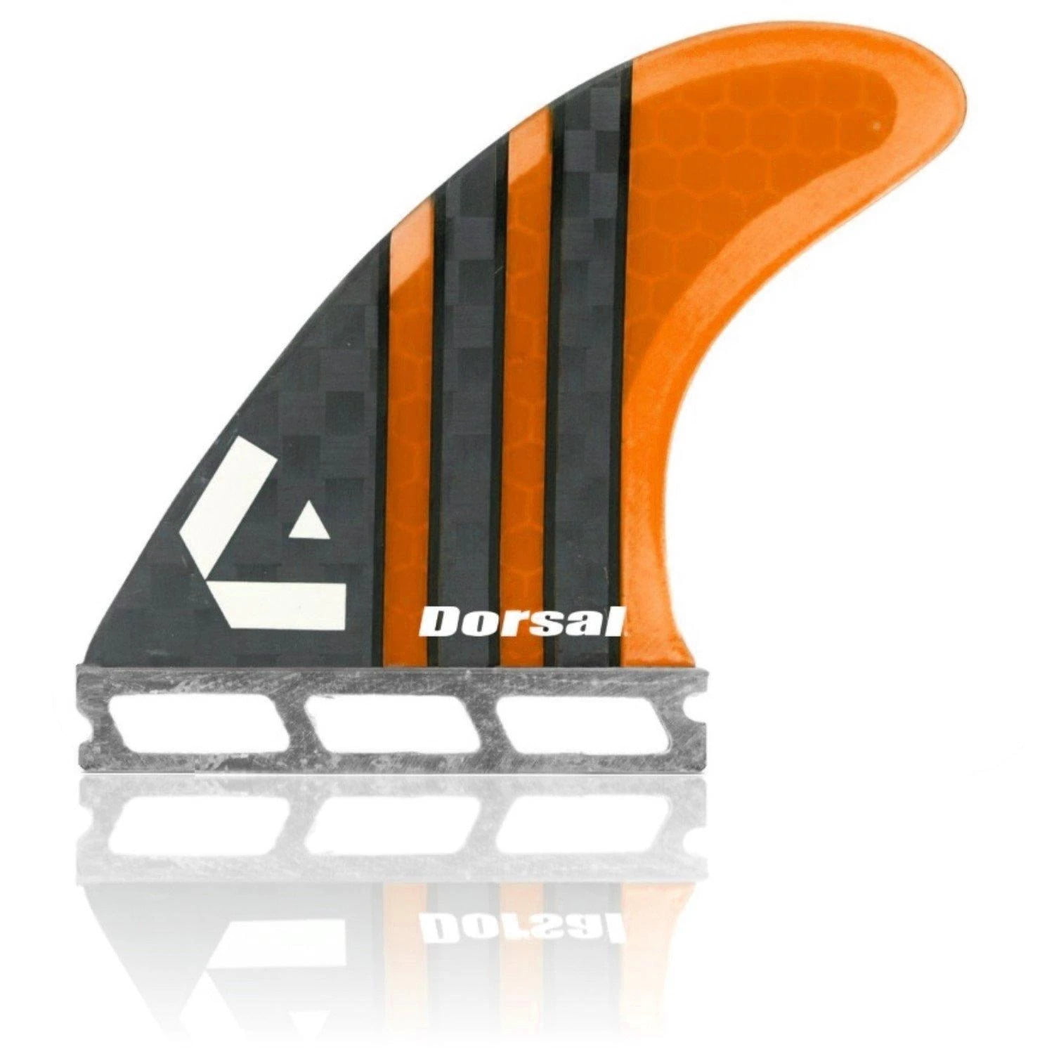 DORSAL Surfboard Fins Hexcore Thruster Set Honeycomb FUT Base Orange 3 