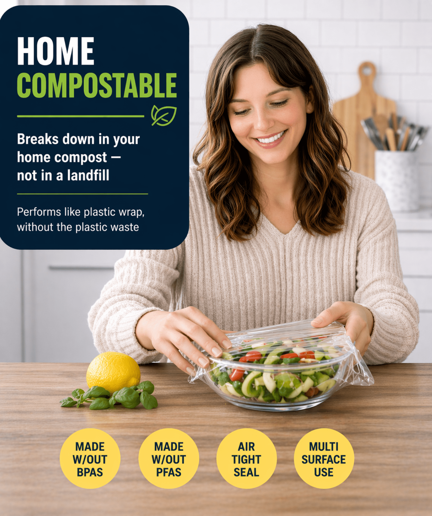 Lunchskins Compostable Clear Cling Food Wrap, 100 sq ft