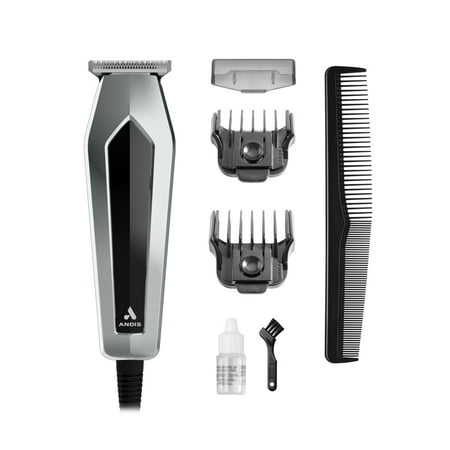 Andis UltraTrim Corded T-Blade Trimmer 7-Piece Kit Includes 2 Guards with 10 Lengths Black/Silver