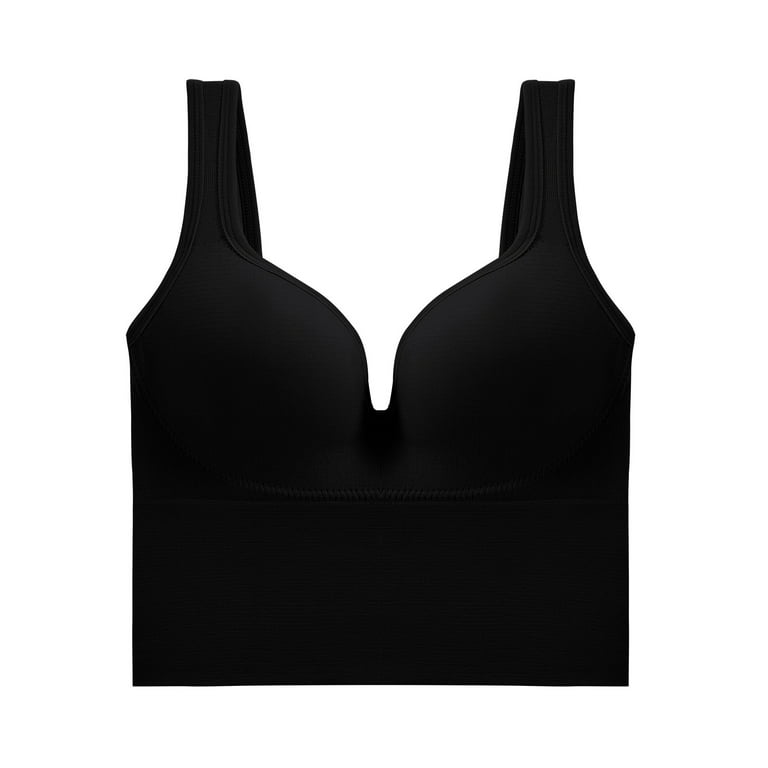 CAICJ98 Sports Bras for Women Steel Ring Front Thin Women Bra Full Plus Cup  Button Breathable Gathers Underwear No Size Comfort Bra Black,XL 