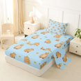 thumbnail image 2 of Manfei Cartoon Capybara Twin Sheets,Juicy Orange Bedding,Blue,3-Piece,1 Fitted Sheet and 1 Pillowcase, 2 of 6