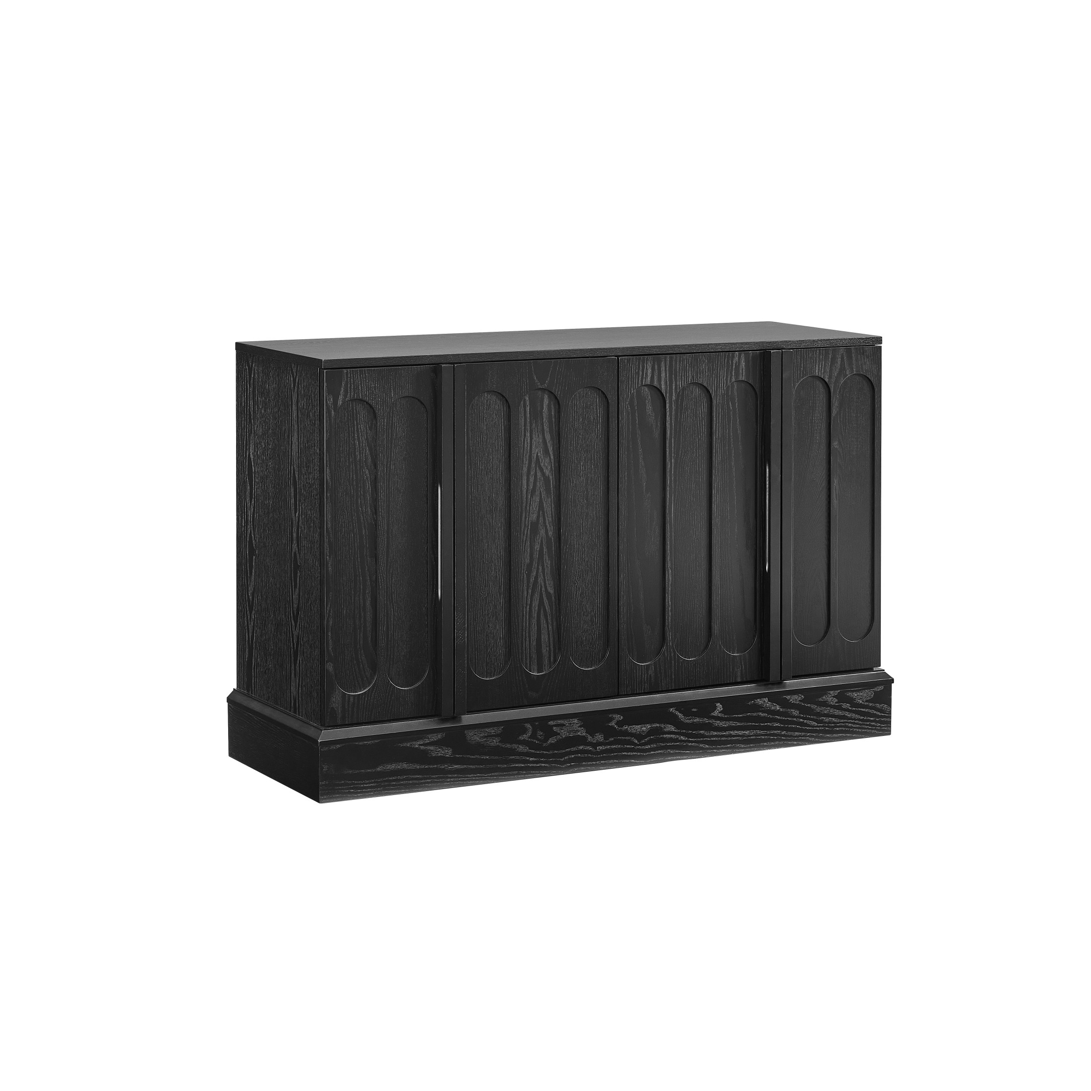 GDF Studio 44.8" Mid Century Modern Fluted Sideboard Cabinet with Adjustable Shelves, Black