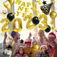 thumbnail image 2 of Liangnv Suministros para la fiesta de fin de año 2023, decoraciones para la fiesta del feliz año nuevo de Liangnv Pancarta dorada del feliz año nuevo de Liangnv, globos de confeti negros y dorado, 2 of 5
