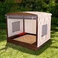 thumbnail image 3 of KidKraft Wooden and Canvas Outdoor Cabana Sandbox with Storage Bins, Beige & White Stripes, 3 of 6