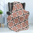 thumbnail image 4 of Ethnic Soft Flannel Fleece Throw Blanket, Prehistoric Cultural Style Retro Geometric Art Pattern, Cozy Plush for Indoor and Outdoor Use, 50" x 70", Orange Black White, by Ambesonne, 4 of 5