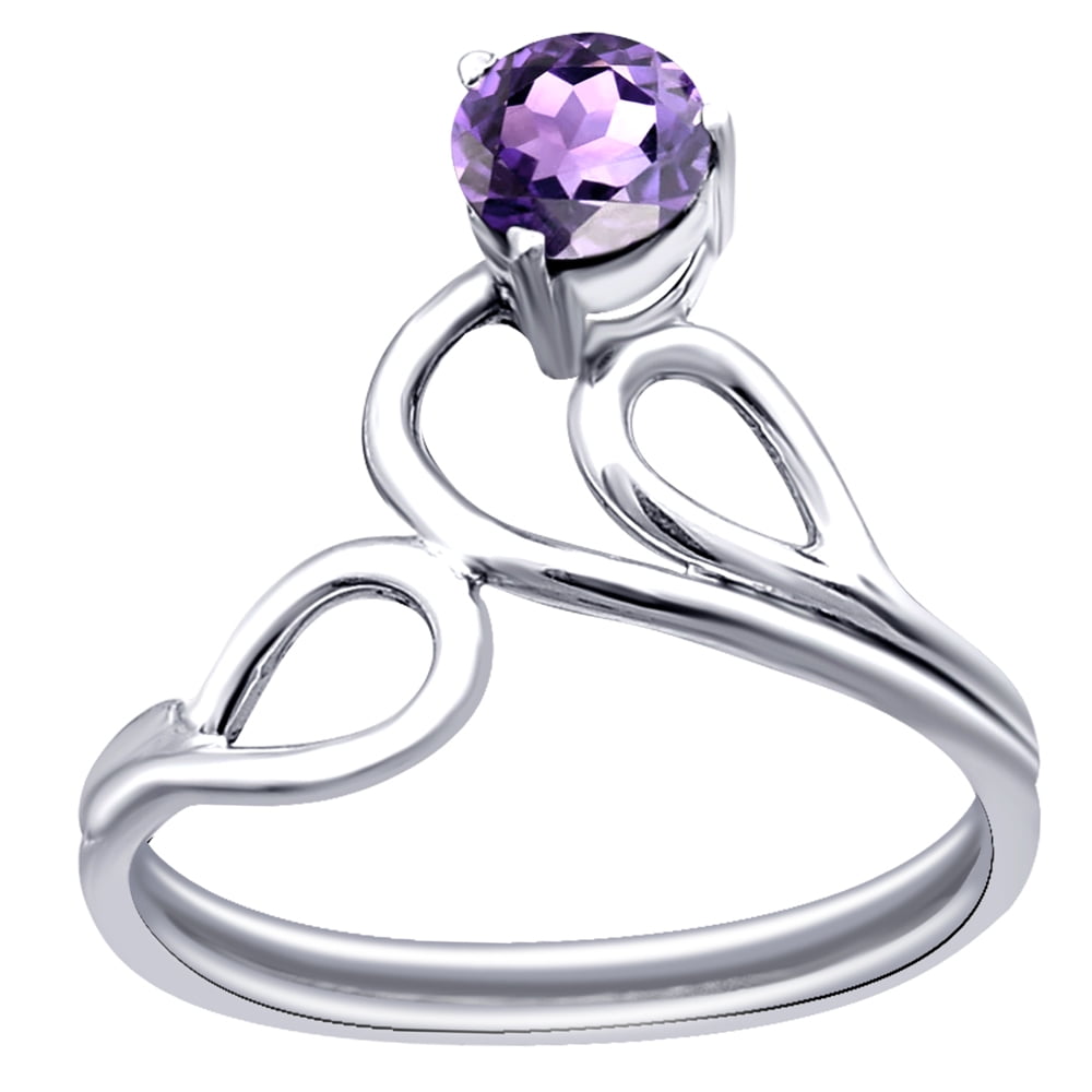 Essence Jewelry 0.45 Ctw Round Amethyst 925 Sterling Silver