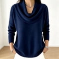 thumbnail image 6 of Liweisiy Women's Cowl Neck Knit Shirts Pullover Long Sleeve Ribbed Knit Soft Sweater Tops Casual Loose Fit Blouse Navy 2XL, 6 of 6