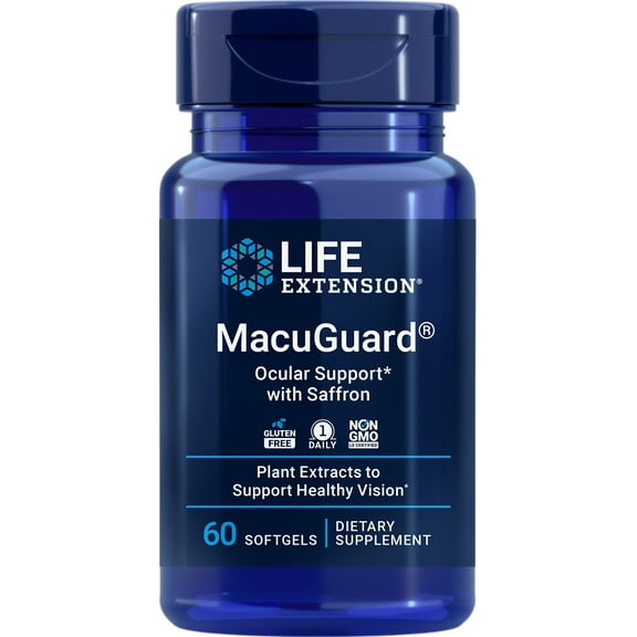 Life Extension MacuGuard Ocular Support with Saffron – Eye Health Supplement for Healthy Vision – with lutein, meso-zeaxanthin, zeaxanthin, saffron – Gluten-free, Non-GMO – 60 softgels