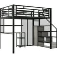 thumbnail image 4 of Metal Loft Bed In Black With Practical Desk, Wardrobe, And Storage Organization Shelves, 4 of 7