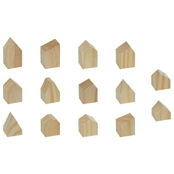 Dualoai 14 Pieces Unfinished Wooden House Wooden Crafts Art Gift Farm Drawing