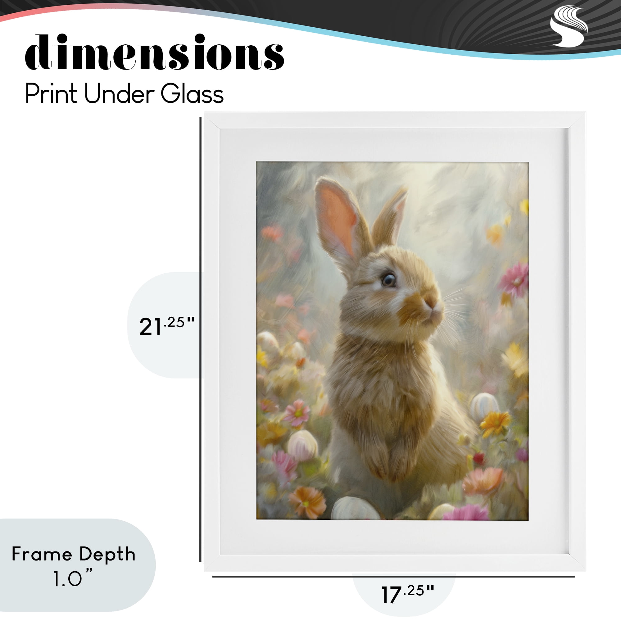 Stupell Industries Bunny Dreams Meadow White Framed Print Under Glass, design by Kim Allen