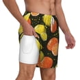 thumbnail image 3 of Picia Orange Lemon pattern Mens Swim Trunks with Compression Liner Stretch Beach Shorts Quick Dry with Zipper Pockets No-Chafing Board Shorts-XX-Large, 3 of 9