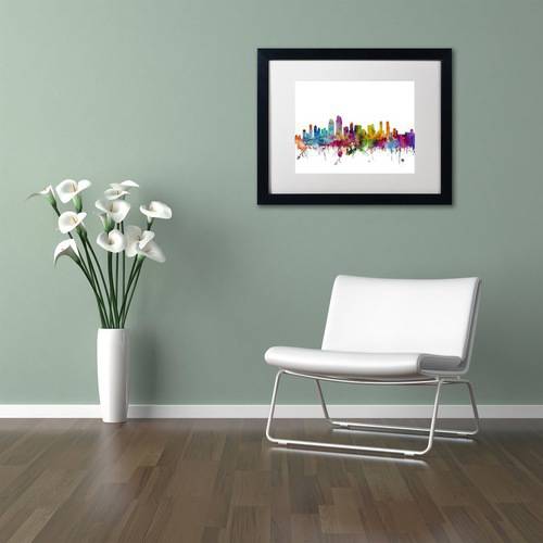 Trademark Fine Art 'San Diego California Skyline' Canvas Art by Michael Tompsett, White Matte, Black Frame