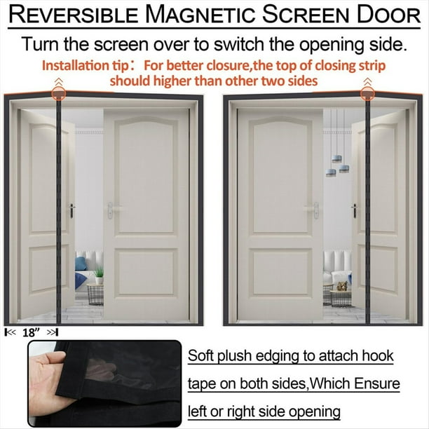 Puerta Mosquitera Magnética , Reversible, con Apertura Lateral Izquierda y Derecha, Se Adapta A Puertas de de Fibras de Poliamida de Alta Resistencia de 72 X 80