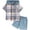 Light Blue, variant on newwalpole Boys Clothes Shorts Sets Plaid Short Sleeve Hooded Button Shirt and Jogger Shorts for Kids Summer Outfits Light Blue for Size 2-3 Years