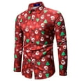 thumbnail image 2 of Gvmfive Men's Christmas Printing Lapel Neck Long Sleeve Buttons Down Casual Shirts, 2 of 4