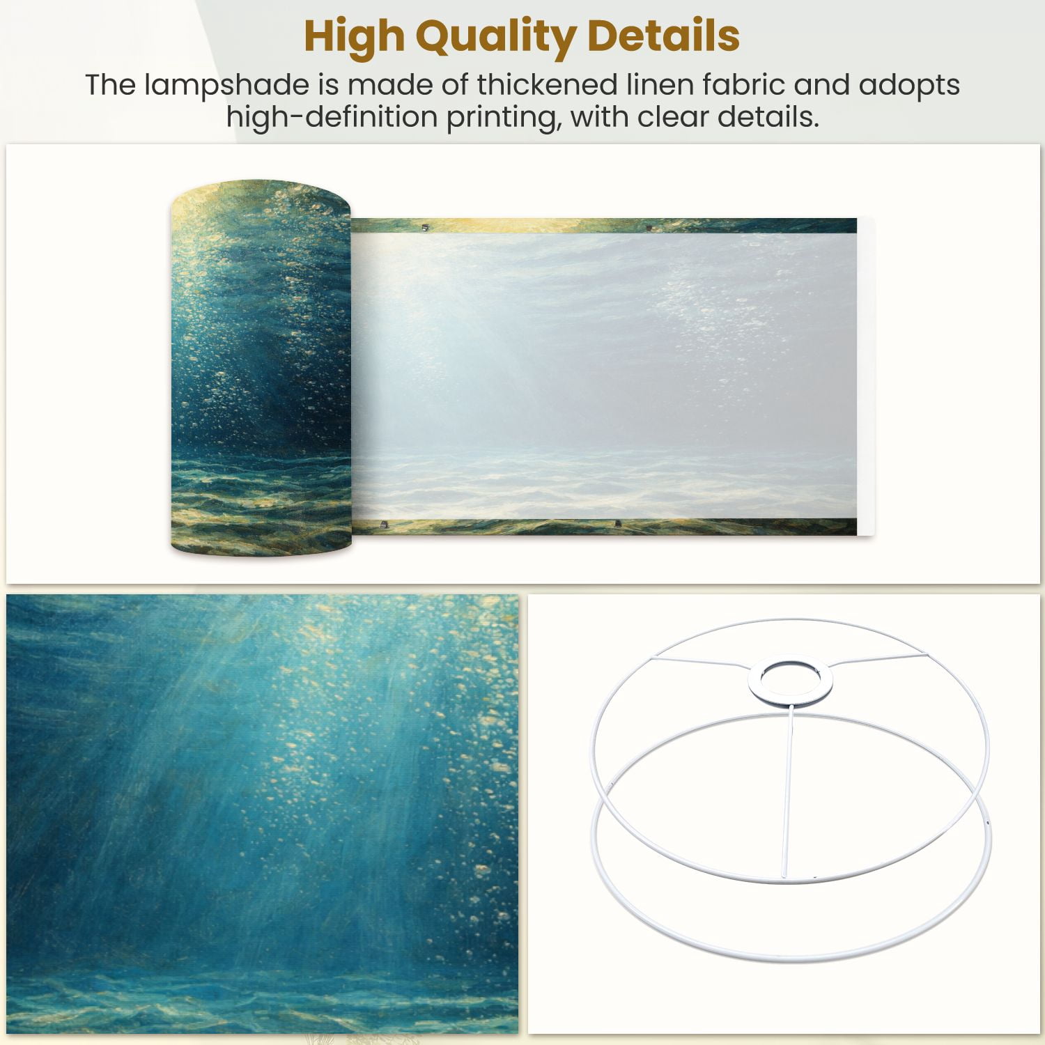 Lampshades 2 Pack Underwater Sea Deep Water Blue Sun light 13"x13"x10" Light Shade for Table Lamps Floor Lamp Shades Lampshade Replacement Easy Assembly