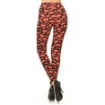 thumbnail image 2 of Women's PLUS Rugby Ball Pattern Printed Leggings - Black Red Football, 2 of 3