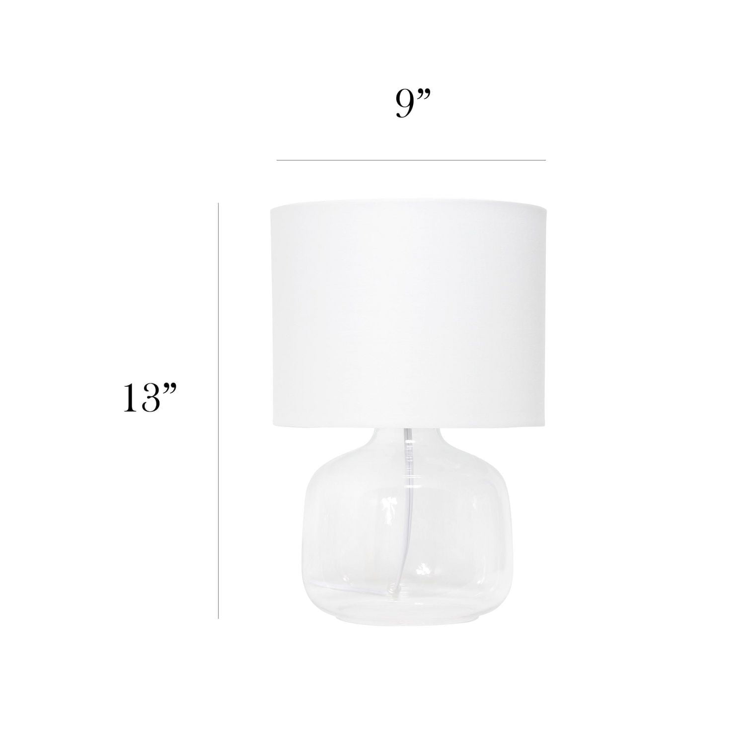 Simple Designs  Glass Table Lamp with Fabric Shade, Clear with Gray Shade