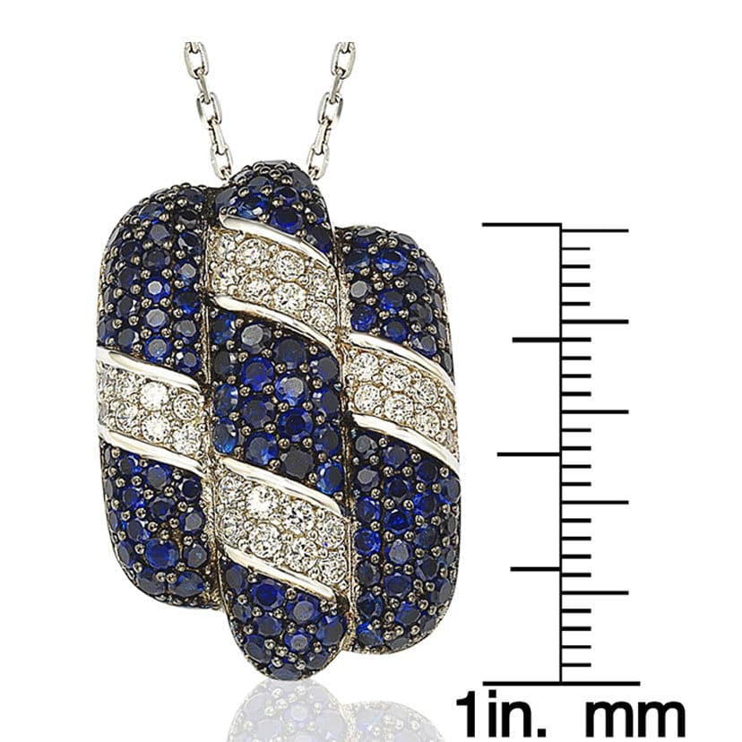 Details about   Natural Blue Sapphire Gemstone 925 Sterling Silver Pave Diamond Pendant Jewelry
