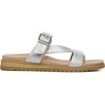 thumbnail image 2 of Dr. Scholl's Island Dream Silver Slip On Open Toe Straps Flat Slide Sandals (Silver, 11), 2 of 7