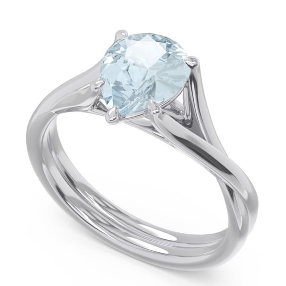 2.00 Carat Sparkle Pear Cut Aquamarine Gemstone Solitaire Wedding Ring for Women Solid 14K White Gold Size 7 by Diamond-Capitals