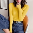thumbnail image 4 of HAPIMO Women's Stretch Knit Tops Slim Fit Cropped Shirts Lightweight Casual Workout Blouses Long Sleeve V Neck Pullover Tops Yellow Free Size, 4 of 7
