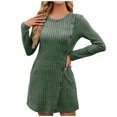 thumbnail image 4 of yillto Women's Long Sleeve Crewneck Knitted Mini Dress Fall Winter Casual Sweater A-Line Dresses with Pockets, 4 of 6