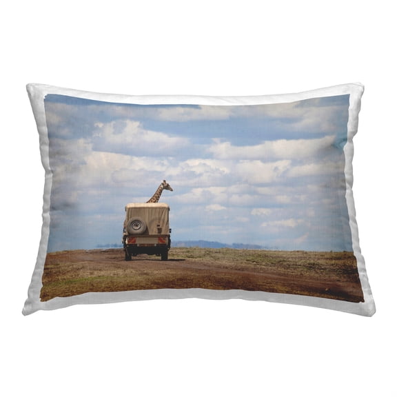 Stupell Industries Giraffe in Savanna Truck Decorative Printed Throw Pillow, 14 x 20