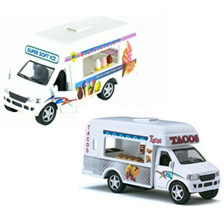 Pullback ice Cream and Tacos Trucks Set by Kinsmart 5 inch (Best Ice Cream Truck)