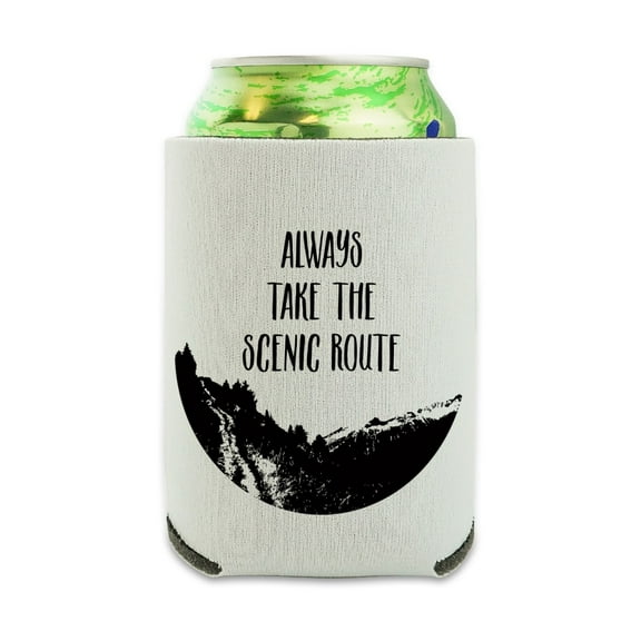Always Take the Scenic Route Hiking Travel Can Cooler - Drink Sleeve Hugger Collapsible Insulator - Beverage Insulated Holder