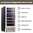 thumbnail image 6 of KNDKO 15" Wine Cooler Refrigerator, 28 Bottles Dual Zone Freestanding Fridge with Stainless Steel & Double-Layer Tempered Glass Door, 6 of 9