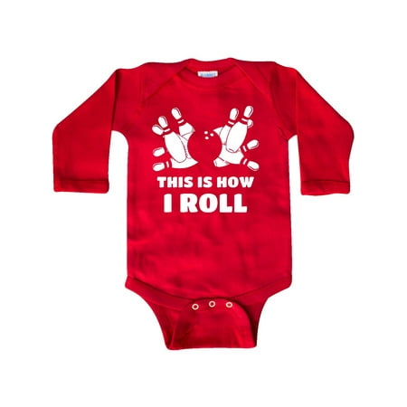

Inktastic How I Roll Bowling Gift Baby Boy or Baby Girl Long Sleeve Bodysuit
